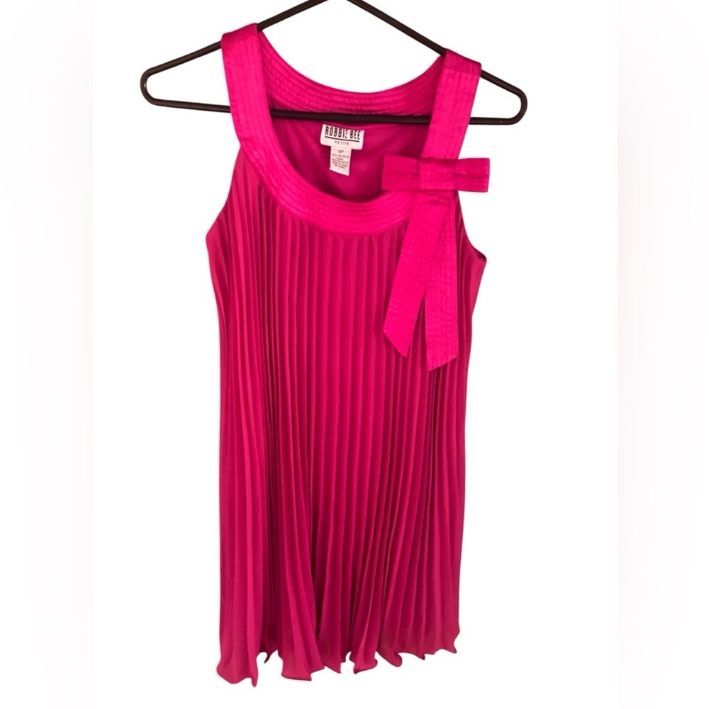 Signature By Robbie Bee Fuchsia Pink Ruffle/Pleated Dress Valentine’sSz 6 Petite